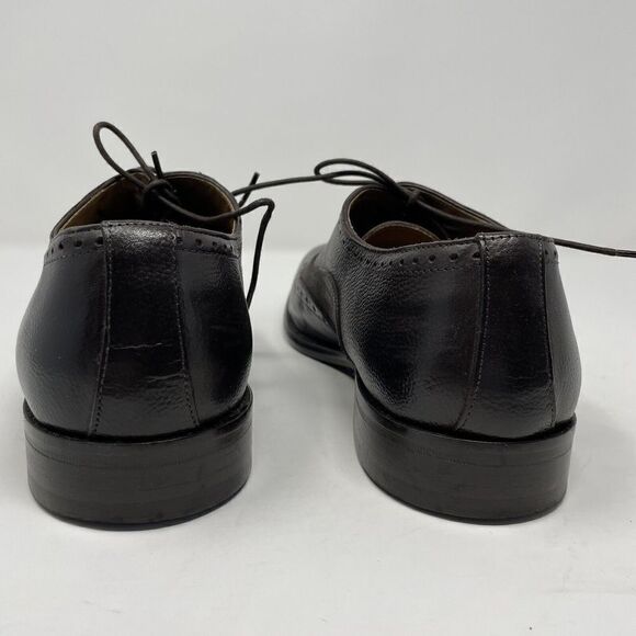 WALL & WATER Shoes Mens 9 Brown Leather Wing-Tip Derby Dress Made In Italy - Picture 8 of 14